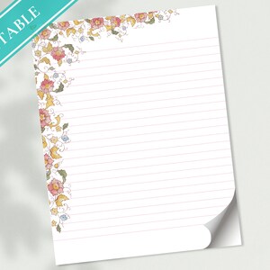 Vintage Florals Briefpapier - Druckbarer Brief, Liebesbrief, Journal Papier, liniert, A4, Goodnotes, Danke | Noritake