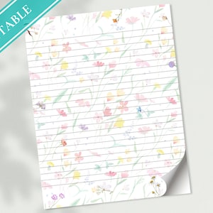 Verblasste Aquarell Blumen Muster Briefpapier Briefpapier - Printable letter, Love Letter, Journal Paper, Goodnotes | Blumen