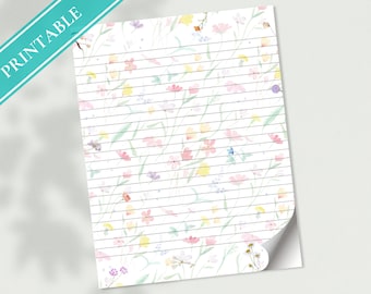 Watercolor Wildflower Stationery – Printable Letter Writing Paper (PDF)