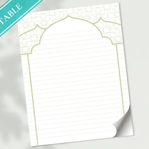 Papel de escritura de cartas de arquitectura de la mezquita - Papelería imprimible - Carta de amor, Papel de diario, Nota, Forrado, Goodnotes, Gracias / Ramadán