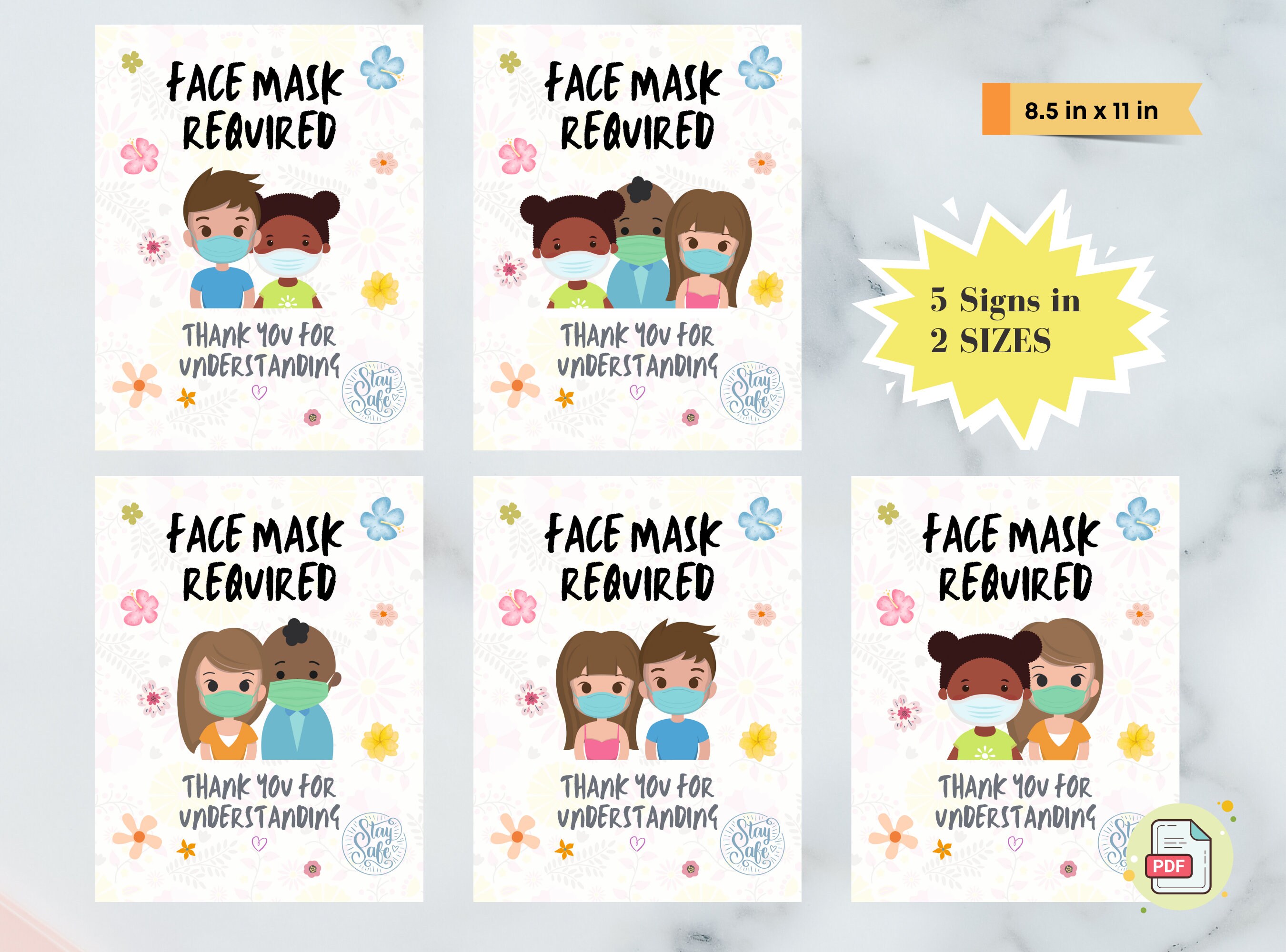 FACE MASK REQUIRED Signs Bundle Printable Mask Sign, Mask Door Sign, Friendly Mask Sign ...