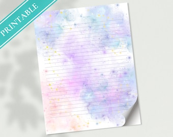 Purple Sky Letter Writing Paper - Printable Stationery - Love Letter, Journal Paper, Note, Lined Paper, Goodnotes, Thank You | Tie Die