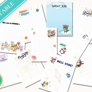 Positive Lehrernotizen druckbares Briefpapierbündel - Schülernotizen, Ermutigung, Journalpapier, Brief, liniertes Papier | Gute Laune