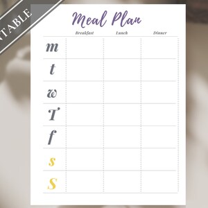 Simple Meal Plan - Printable Weekly GoodNotes Meal Plan, Lunch Dinner Planner, Menu Plan, Grocery List, Easy Meal