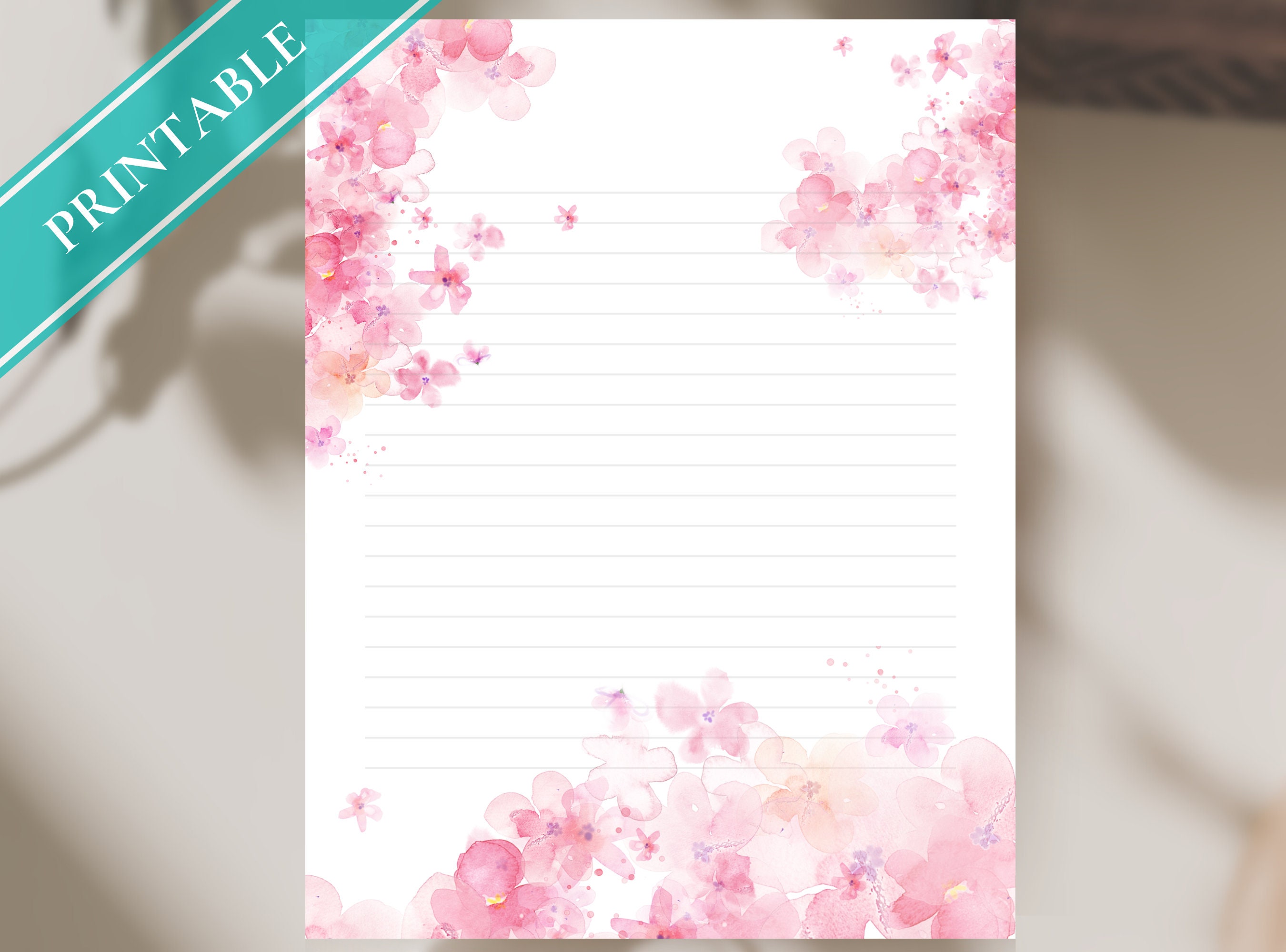 Cherry Blossoms Printable Stationery Paper Pink Florals Etsy Cherry Blossoms Printable Stationery Paper Pink Florals Etsy