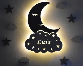 Night Light Slumber Cloud and Moon With Small Clouds and Stars - Etsy Sweden Night Light Slumber Cloud and Moon With Small Clouds and Stars - Etsy Sweden