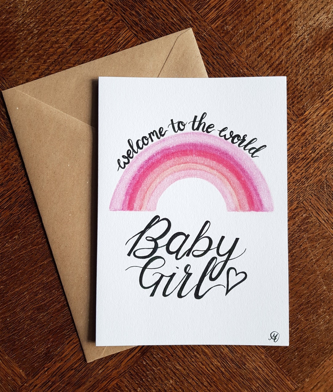 baby-girl-card-new-baby-card-rainbow-design-handmade-etsy
