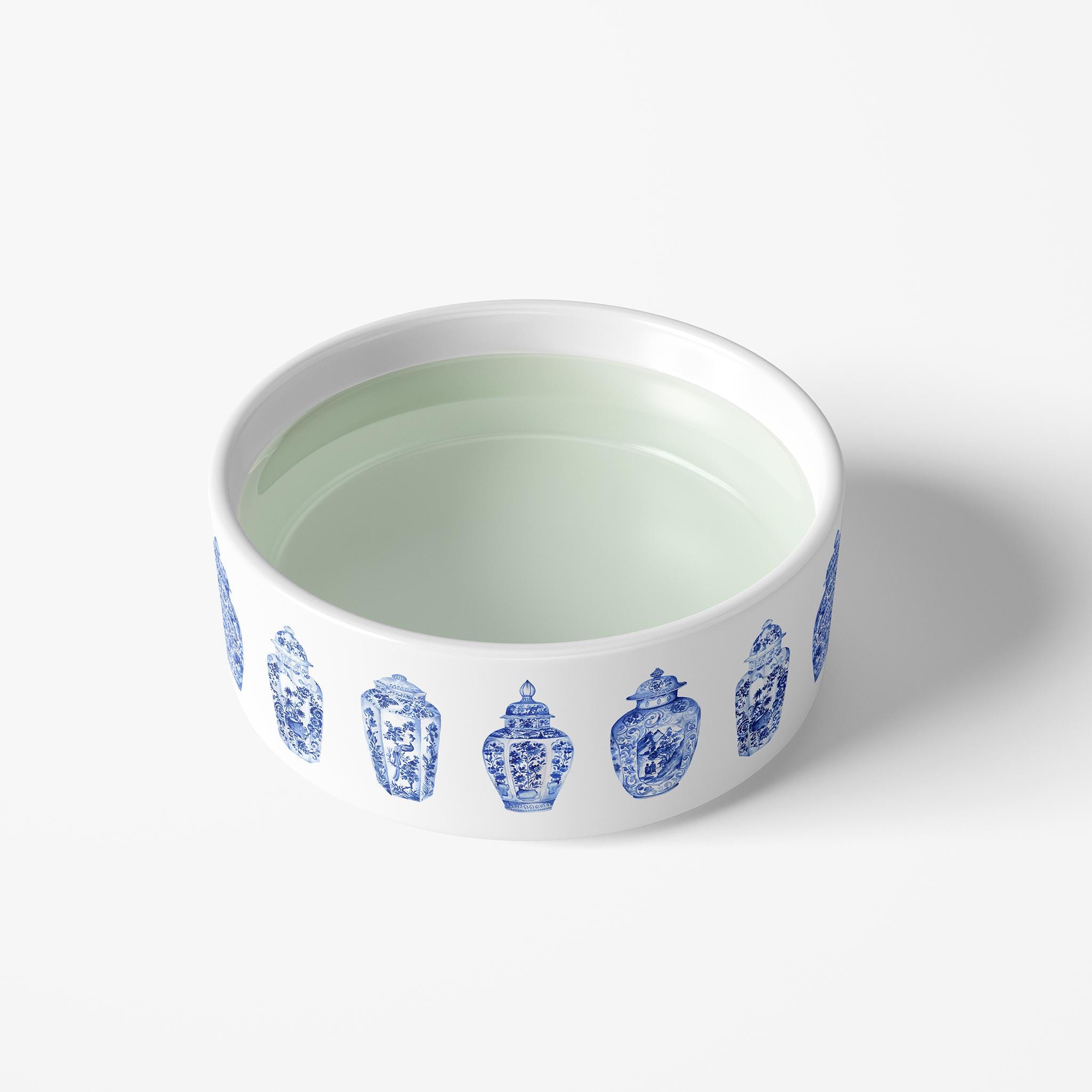Blue and white ceramic dog bowls online