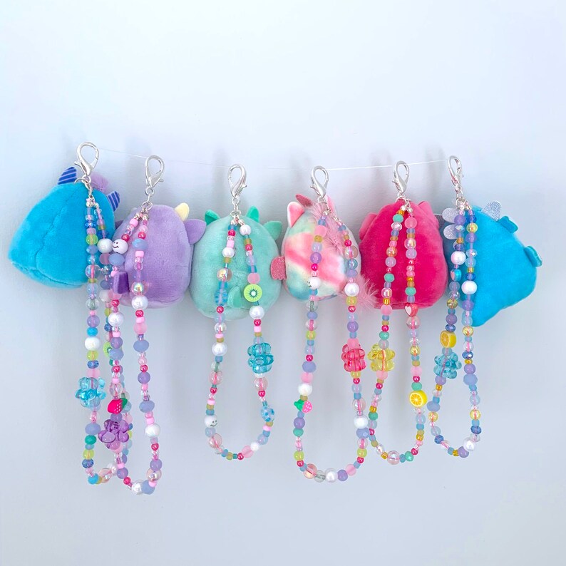 Squishville Keychain Y2k Style Beaded Charm Cute Handmade Etsy