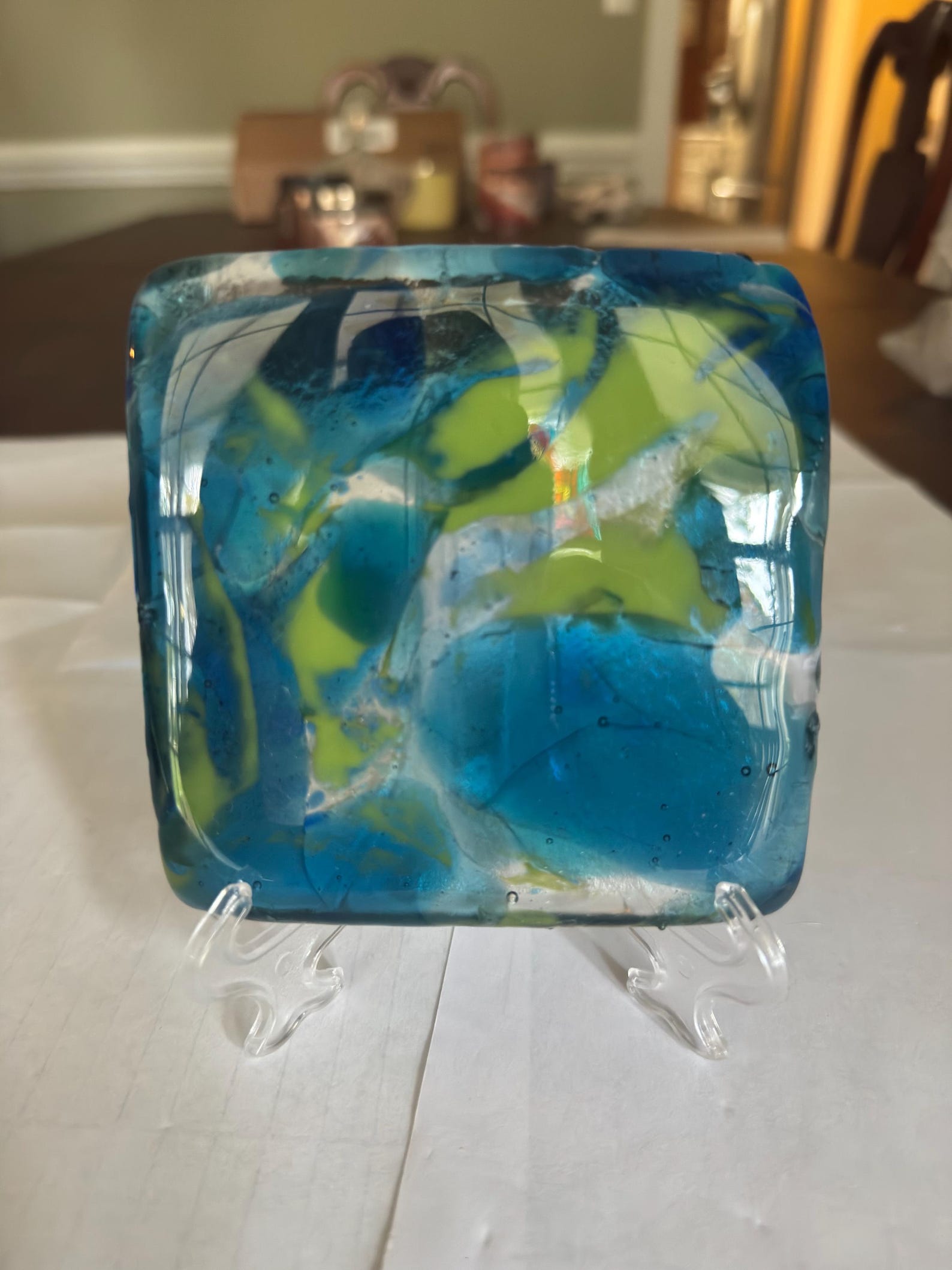 Blenko Architectural 4 Inch Glass Tile - 3037 Light Blue and Green ...