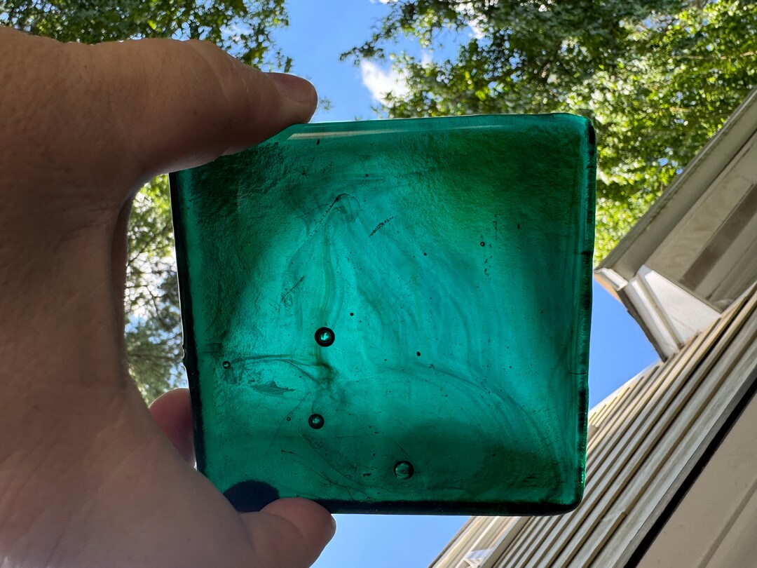 Blenko Architectural 4 Inch Glass Tile - 3032 Green With Darker Green ...