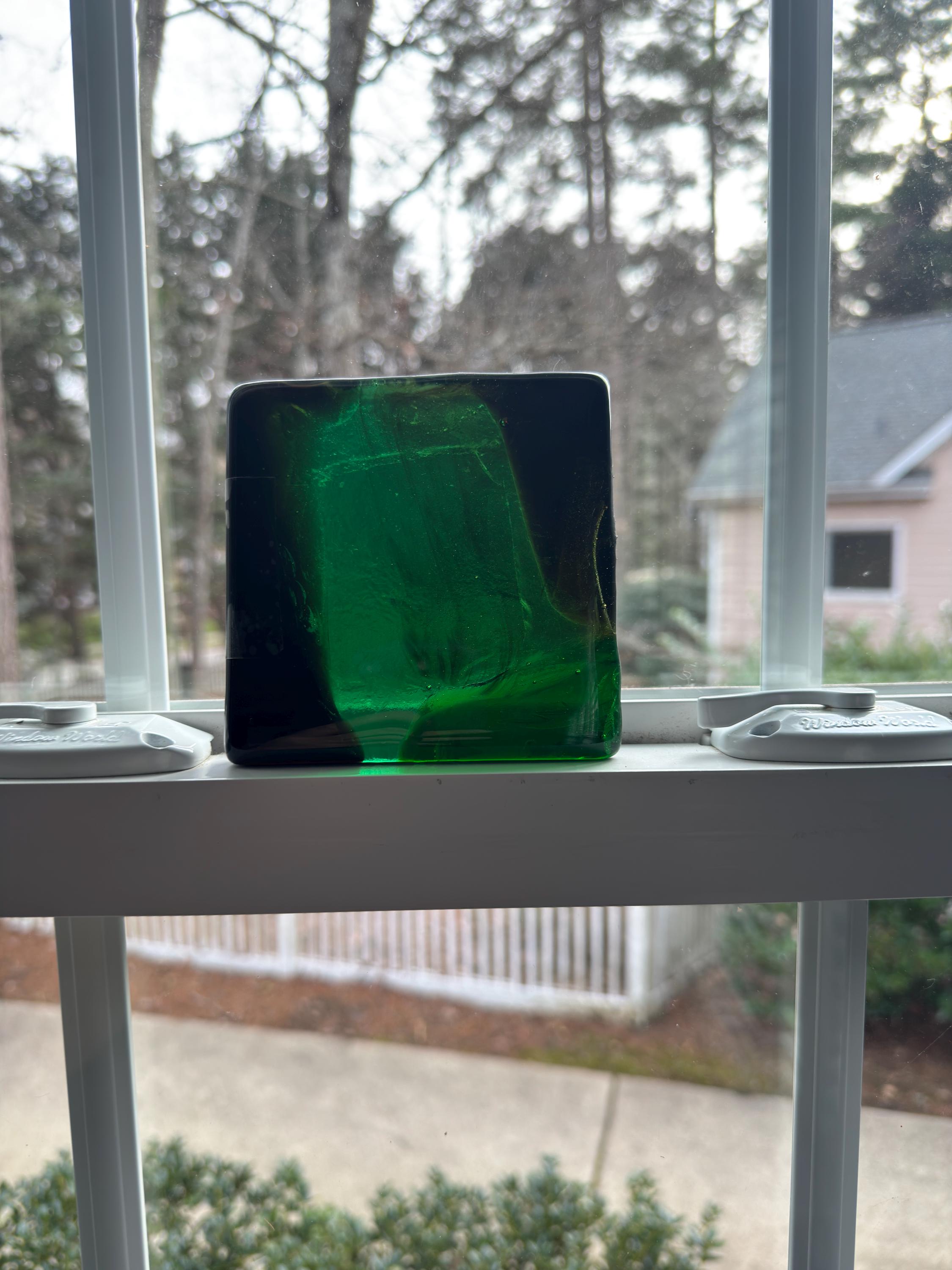 Blenko Architectural 4 Inch Glass Tile - 3299 Medium Green and Amber - Etsy