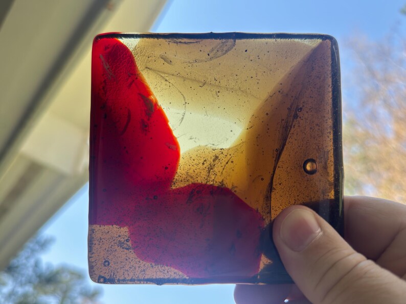 Blenko Architectural 4-inch Glass Tile - 3360 Dark Brown / Gold and ...