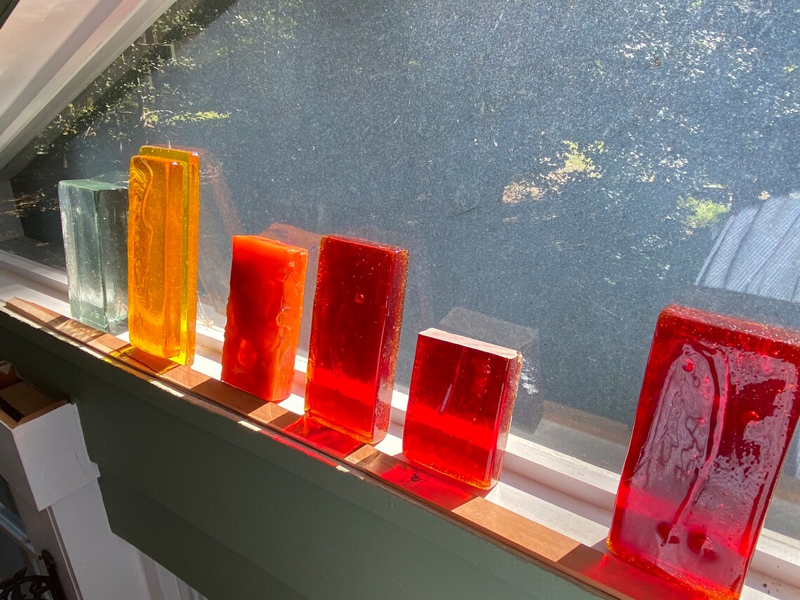 Blenko Architectural Glass Bricks - 1007 Yellow to Red Blend ...