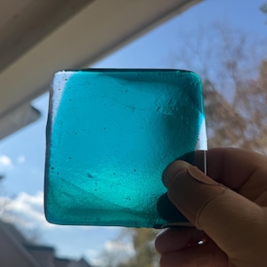 Blenko Architectural 4 inch Glass Tile - 3179 Light to Medium Teal in Clear