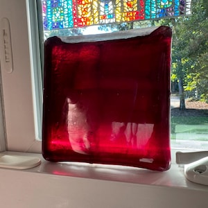 Blenko Architectural 4 Inch Glass Tile - 3267 - Deep Red on Clear - Etsy