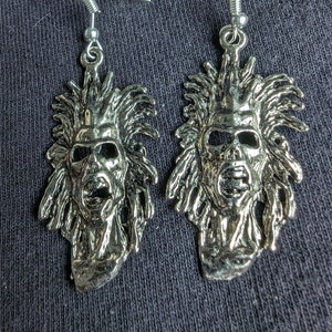 80&#39;s retro Iron Maiden EDDIE logo earrings