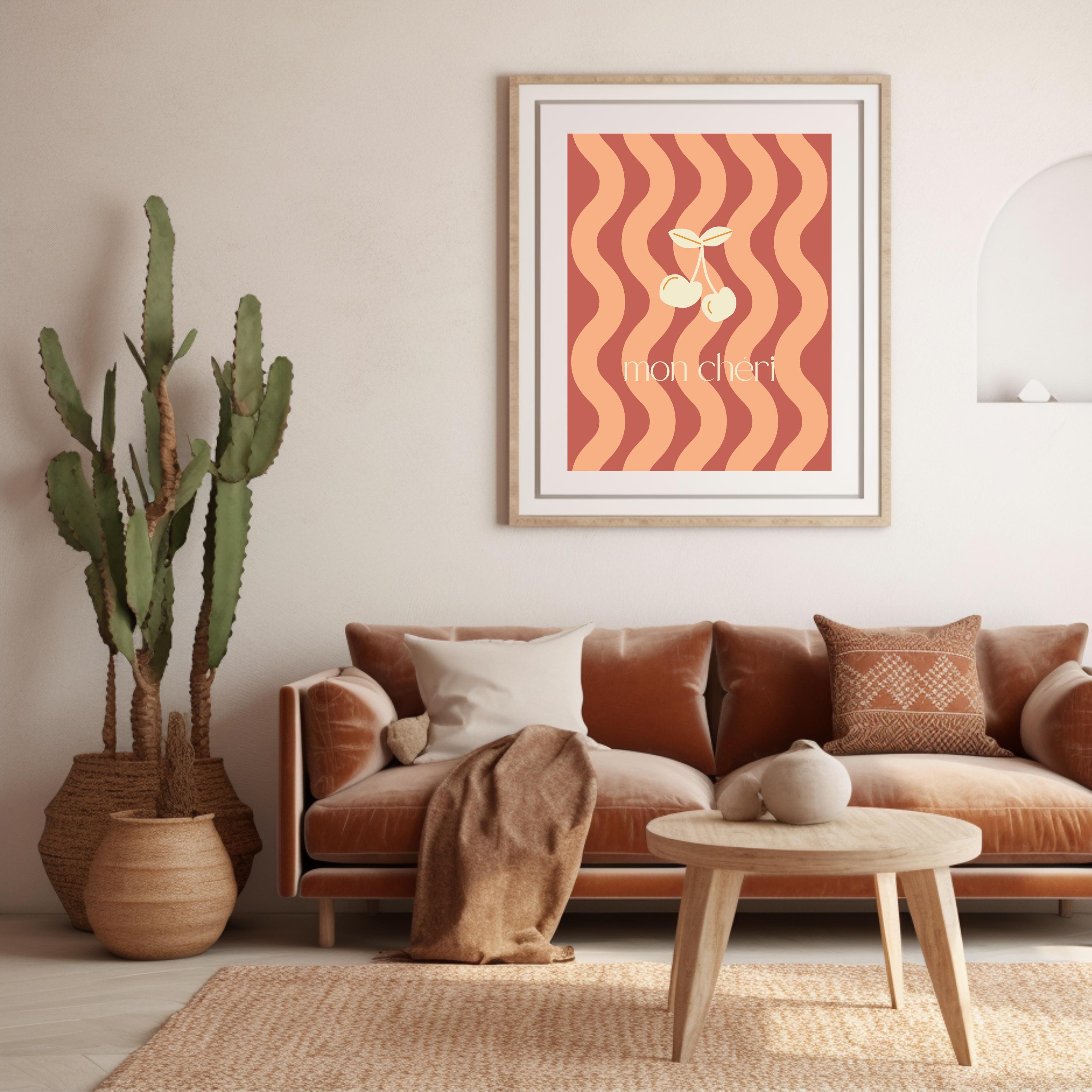 Mon Cheri Peach Squiggle Printable Art Cute and Trendy Minimal Print ...