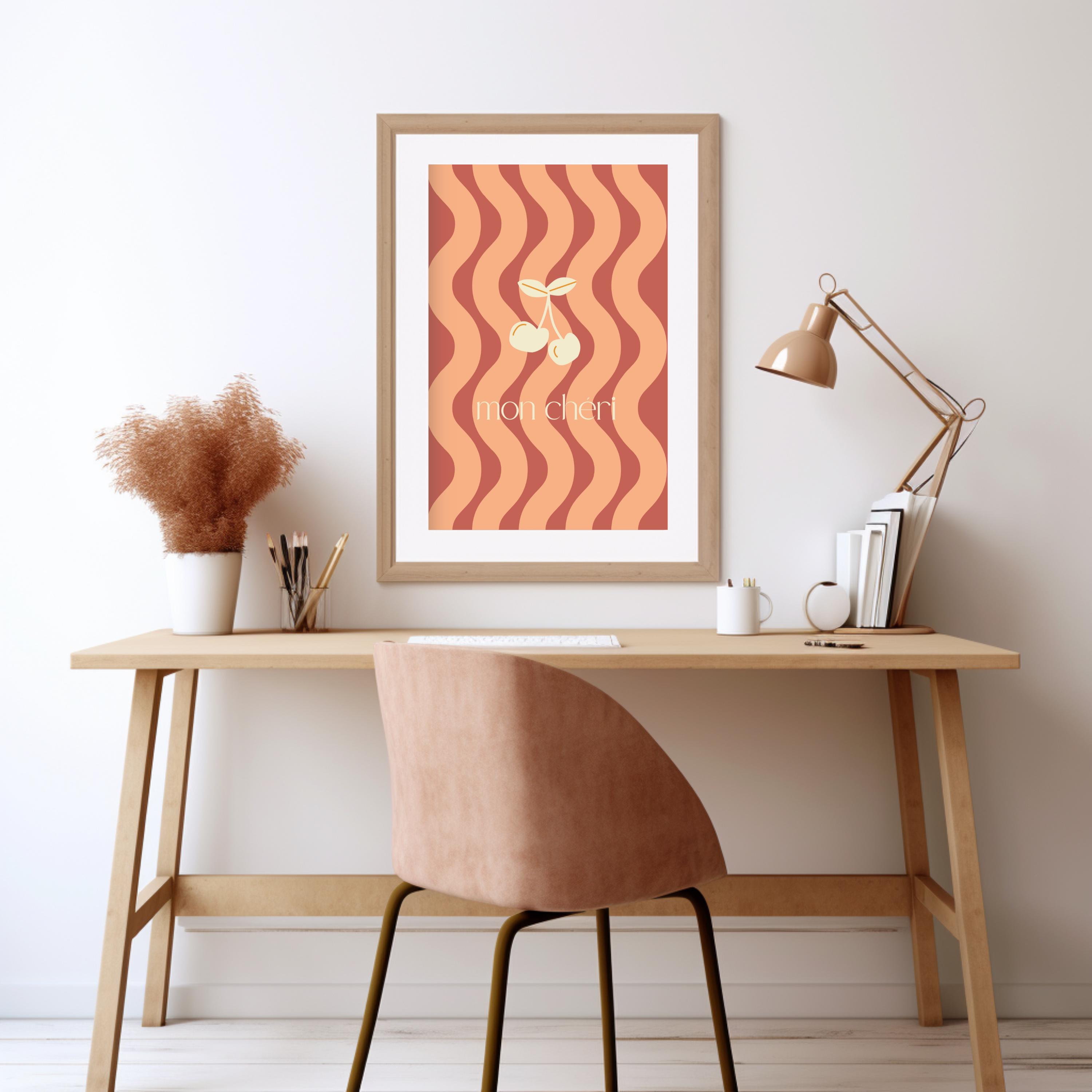 Mon Cheri Peach Squiggle Printable Art Cute and Trendy Minimal Print ...