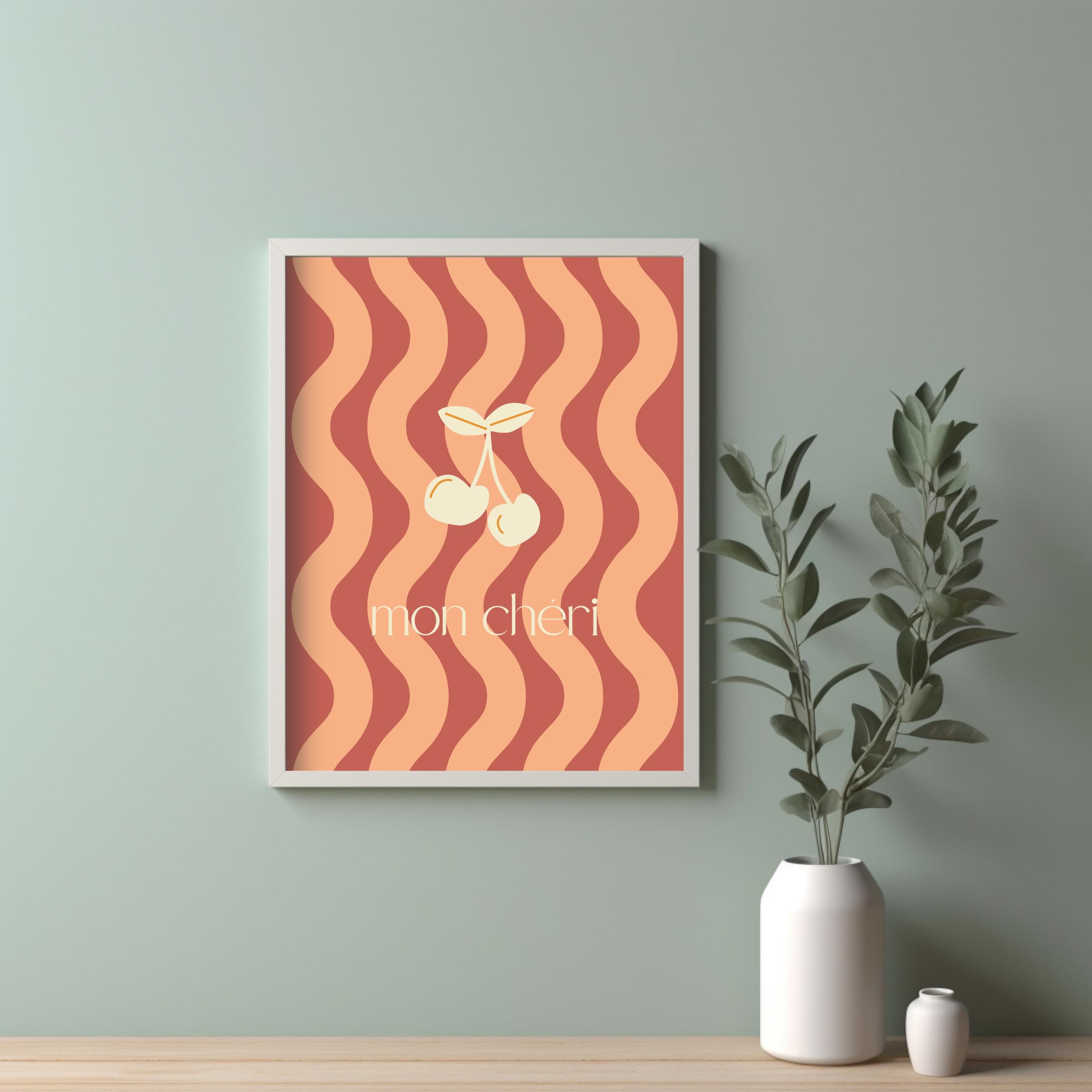 Mon Cheri Peach Squiggle Printable Art Cute and Trendy Minimal Print ...