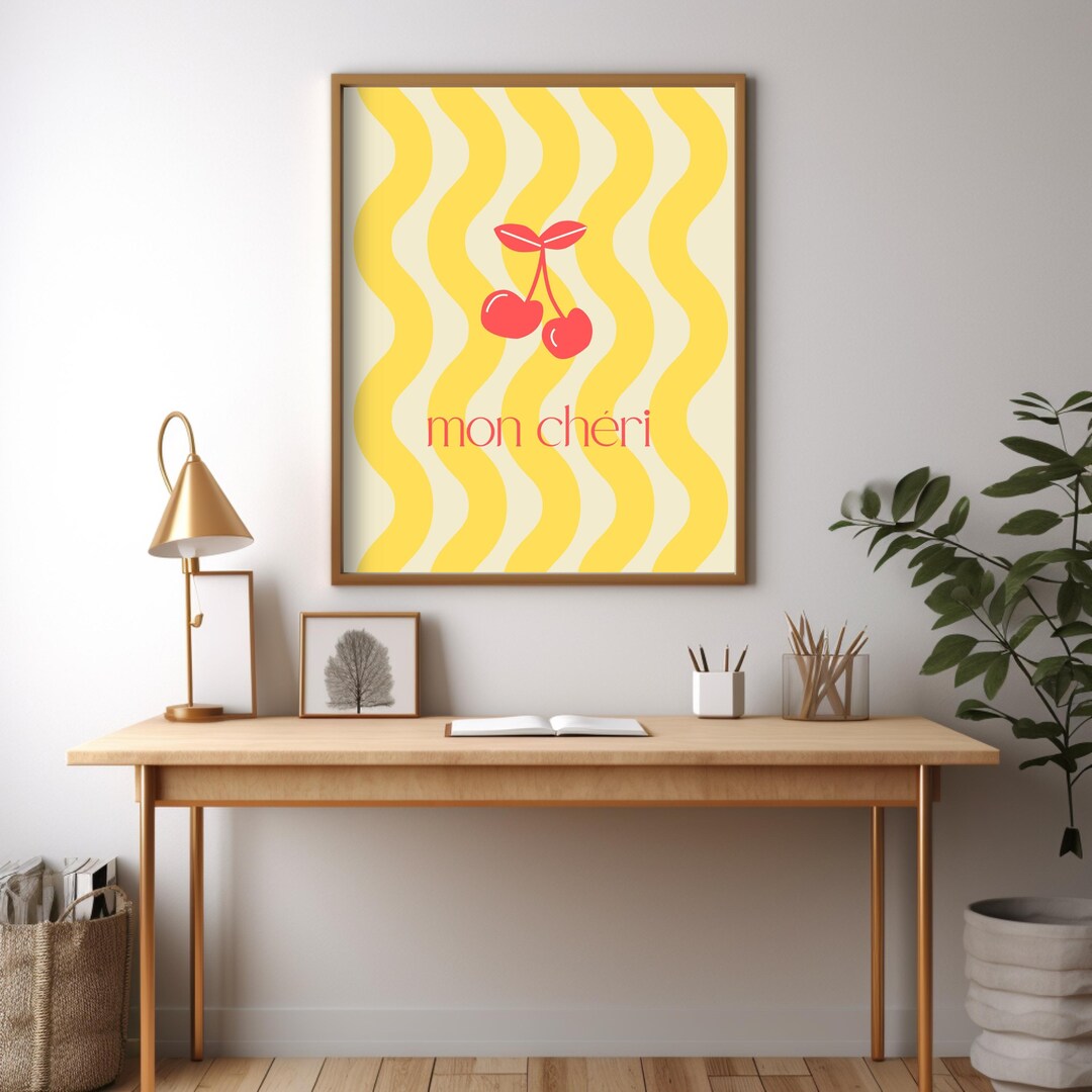 Mon Cheri Lemon Squiggle Printable Art Cute and Trendy Minimal Print ...