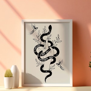 Mockingjay Bookish Geschenk Banned Books Custom Movie Poster Rose Floral Wandkunst Singvögel Schlangen Poster Geschenk für Bücherliebhaber