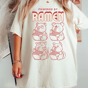 Cat Ramen T-Shirt, Koala Ramen noodles shirt, Kawaii Anime Shirt, Japanese Shirt, Korean Noodle Shirt Cute Asian Food Tee Ramen Graphic Tee
