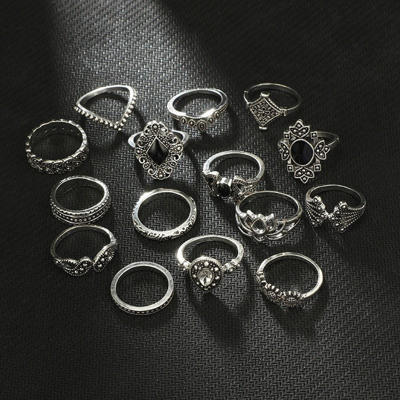 15 Piece Ring Set,stackable Rings,boho Ring Set,vintage Rings, Retro ...