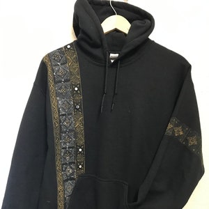Adults Black Handprinted Hoodie