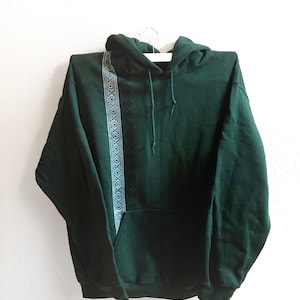 Adults Dark Green Block-Printed Hoodie