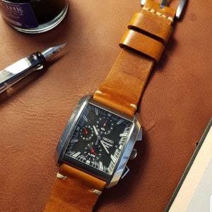Handmade Genuine Leather Watchbands Exotic Minimalist Watch Strap Bracelet For Men Women Tan Brown Leather (18mm-20mm-22mm-24mm-26mm-28mm)