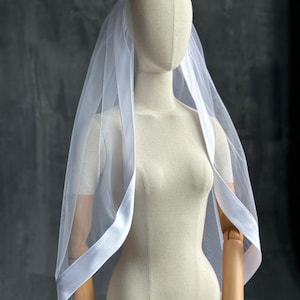 Satin Ribbon Edge Bridal Veil - Classic Cathedral Wedding Veil