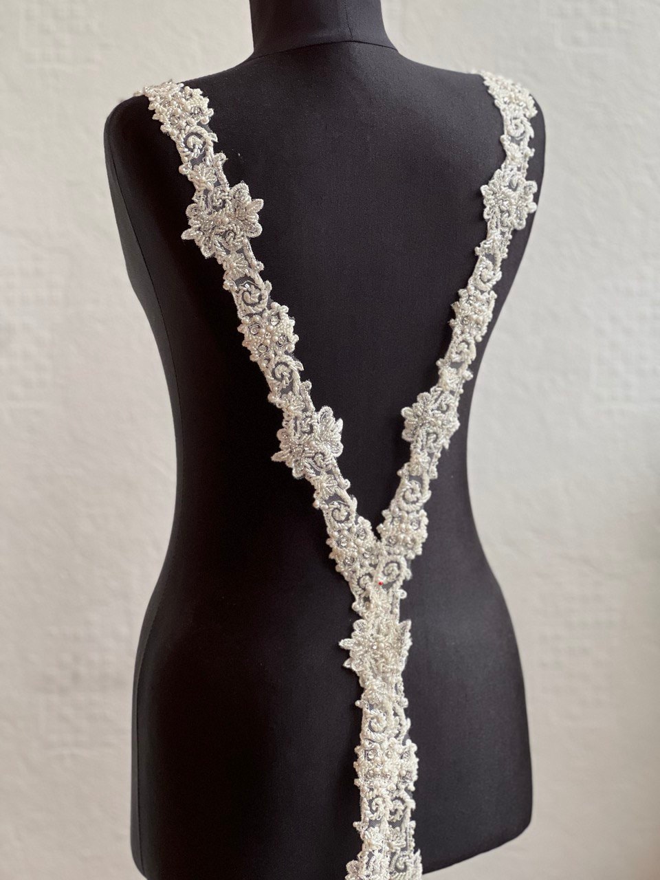 detachable beaded straps for wedding dress Bianco Detachable Ivory Beaded Wedding Dress Straps