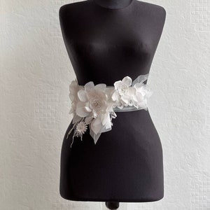 Floraler Brautkleid Gürtel / Elfenbein-Hochzeits-Gürtel/ Hochzeits-Schärpe/ Braut-Schärpe/ Brautgürtel/Champagner-Brautgürtel