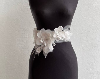 Wedding dress belt / Floral belt / Ivory Wedding Belt/ Wedding Sash/ Bridal Sash/ Bridal Belt/ Champagne Wedding Belt/ champagne bridal belt