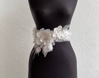 Wedding Dress Belt / Floral Belt / Ivory Wedding Belt  display picture 1