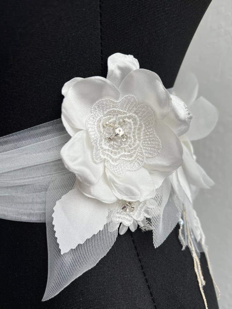 Ceinture de robe de mariée/Ceinture florale/Ceinture de mariage ivoire/Écharpe de mariage/Écharpe de mariée/Ceinture de mariée/Ceinture de mariage champagne/ceinture de mariée champagne image 6