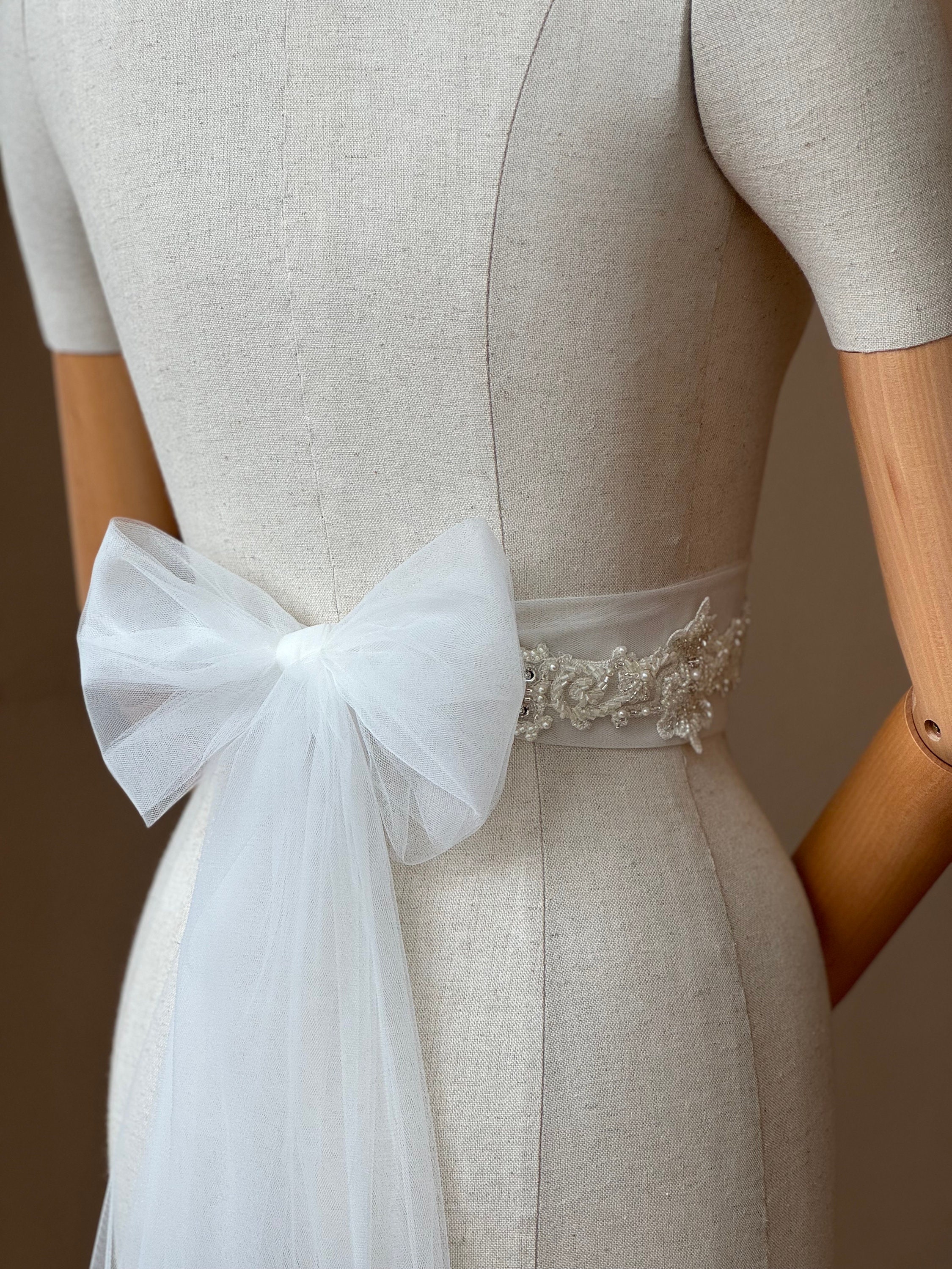 NWT Ivory Bridal Belt Tulle with Gorgeous Stone Details Sash Gold and opal rhinestone bridal belt | Millieicaro | Style R23 main image 4