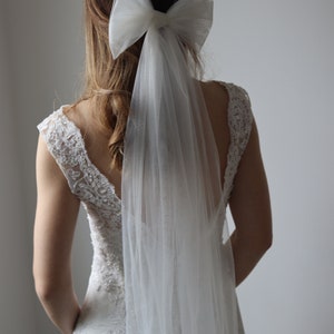 Fiocco in tulle, fiocco per capelli da sposa, velo da sposa, fiocco per capelli da sposa, fiocco per capelli da sposa, fiocco da sposa in avorio, velo da sposa con fiocco, fiocco da sposa, accessori da sposa immagine 6