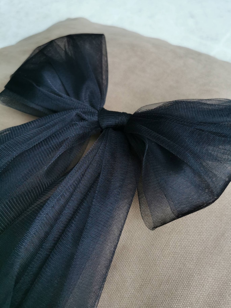 Ivory Tulle Bridal Hair Bow: Wedding Veil Alternative image 8
