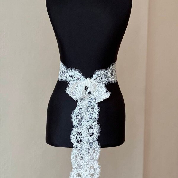 Ceinture de mariée bohème | Robe de mariée pour mariée en dentelle ivoire | Ceinture de mariée en dentelle exquise | Mariage SAS | Ceinture bohème | Ceinture brodée