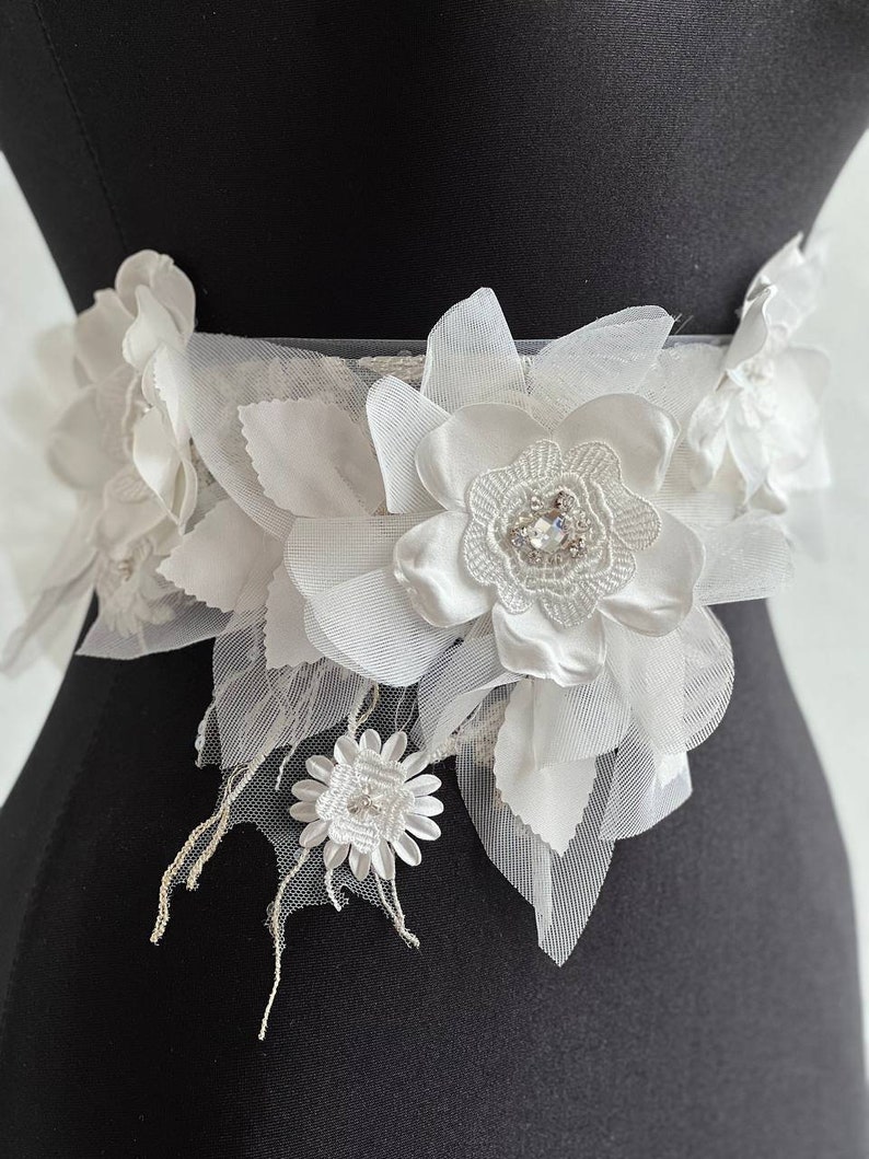 Ceinture de robe de mariée/Ceinture florale/Ceinture de mariage ivoire/Écharpe de mariage/Écharpe de mariée/Ceinture de mariée/Ceinture de mariage champagne/ceinture de mariée champagne image 4