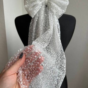 Ivory Tulle Bridal Hair Bow: Wedding Veil Alternative image 9