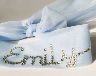 Personalised belt sash for flower girl Powder Blue Sash Cornflower Mid Blue Sash for Flower Girl Dress Optional Personalisation Coloured Bow