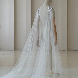 Luxury pearl & silk wedding cape veil, bridal cape, bridal separates, cape veil, crystal cape, tulle cape, beaded wedding cape, shadow cape