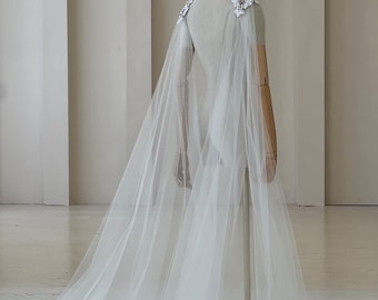 Luxus Perle & Seide Hochzeit Umhang Schleier, Braut Umhang, Braut Trennteile, Kap Schleier, Kristall Umhang, Tüll Umhang, Perlen Hochzeit Umhang, Schatten Umhang