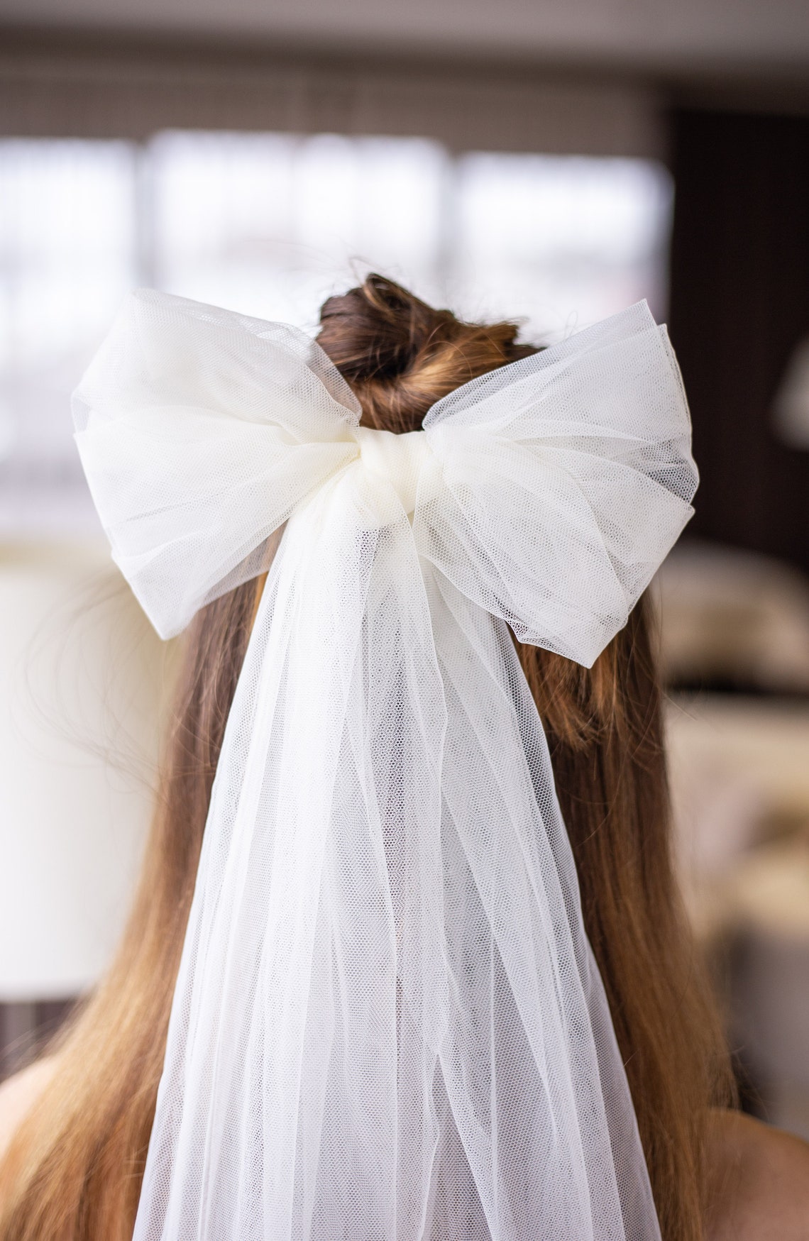 Tulle Bow Bridal Hair Bowbow Veilbridal Hair Bow Wedding Etsy