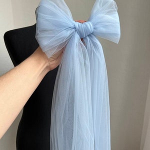 Fiocco in tulle, fiocco per capelli da sposa, velo da sposa, fiocco per capelli da sposa, fiocco per capelli da sposa, fiocco da sposa in avorio, velo da sposa con fiocco, fiocco da sposa, accessori da sposa immagine 10