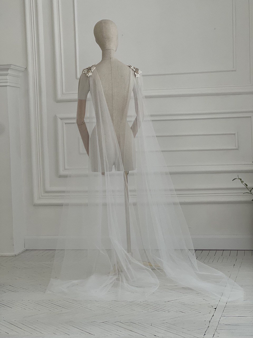 Luxury Pearl & Silk Wedding Cape Veil Bridal Cape Bridal Etsy