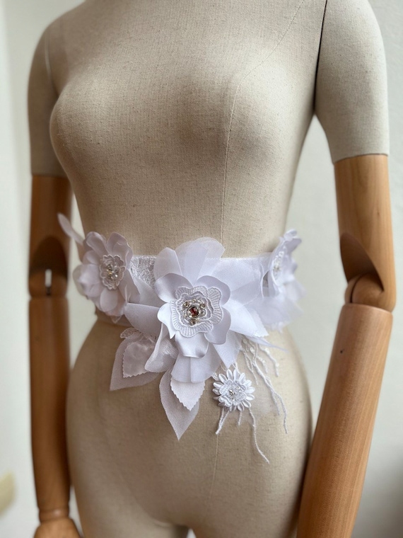 Wedding Dress Belt / Floral Belt / Ivory Wedding Belt  display picture 2